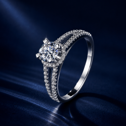 Nhẫn nữ bạc 925 đính kim cương Moissanite 0,8 Carat