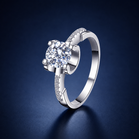 Nhẫn nữ bạc 925 đính kim cương Moissanite 2 Carat