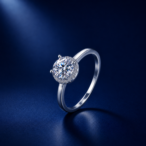 Nhẫn nữ bạc 925 đính kim cương Moissanite 0,5 Carat