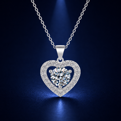 Dây chuyền bạc 925 đính moissanite dáng trái tim | Hải Hà Jewelry