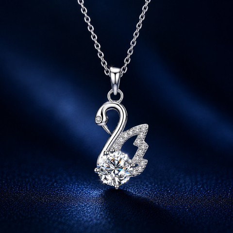 Dây chuyền bạc 925 đính kim cương Moissanite Thiên Nga 1 Carat