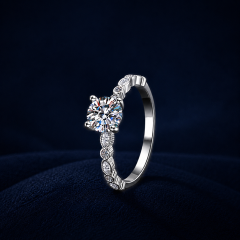 Nhẫn nữ bạc S925 cao cấp đính moissanite 1 carat