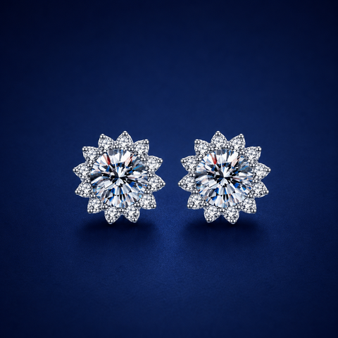 Bông tai bạc 925 đính moissanite – dáng nụ hoa ánh sao