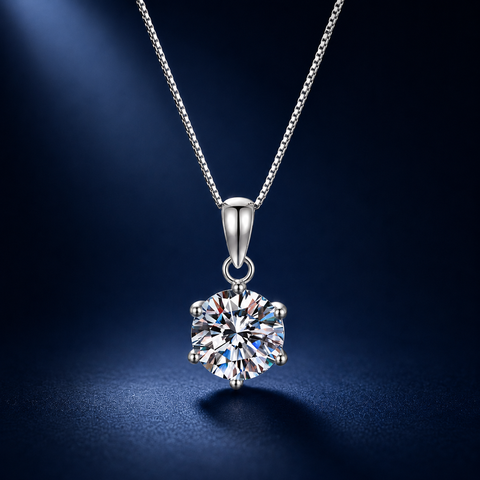 Dây chuyền bạc 925 đính moissanite dáng solitaire tinh gọn | Hải Hà Jewelry