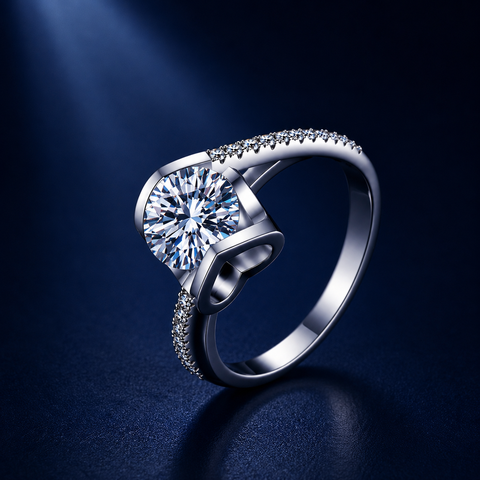 Nhẫn nữ bạc 925 đính kim cương Moissanite 2 Carat