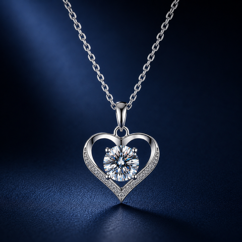 Dây chuyền bạc 925 đính moissanite dáng trái tim | Hải Hà Jewelry