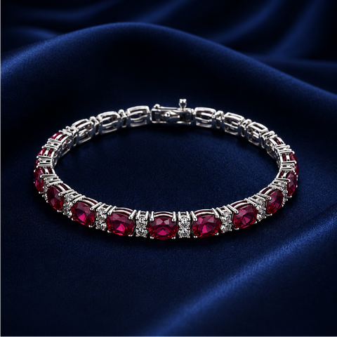 Vòng tay bạc s925 cao cấp đính đá Ruby đỏ