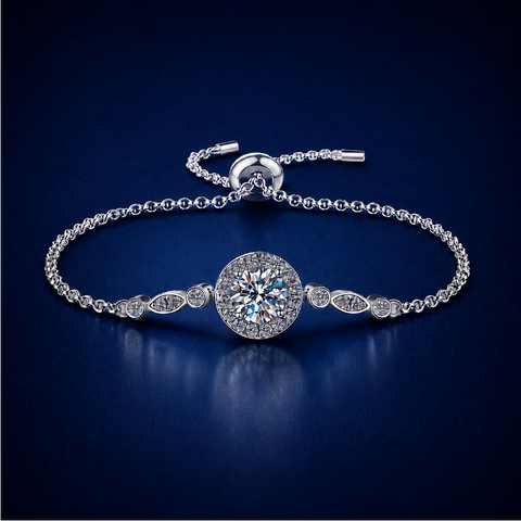 Vòng tay bạc 925 đính kim cương Moissanite 1 Carat