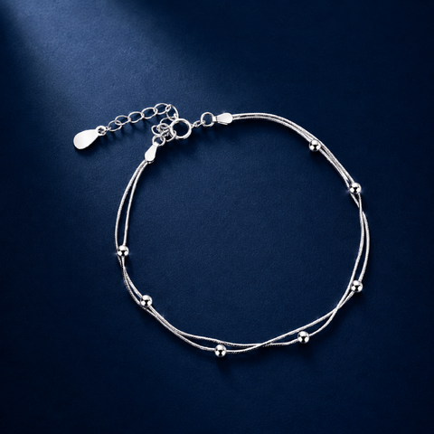Vòng bạc dây đôi nhịp xoắn – Êm dịu trong từng chuyển động | Hải Hà Jewelry