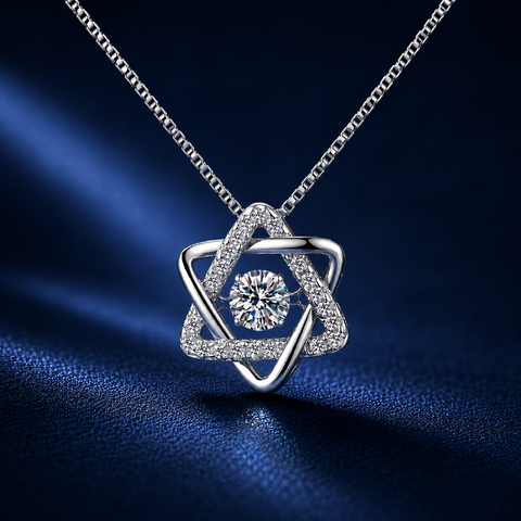 Dây chuyền bạc 925 đính moissanite dáng hình học tinh tế | Hải Hà Jewelry