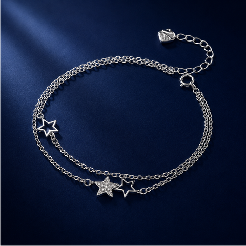 Vòng bạc đôi ngôi sao – Dẫn lối bằng những điều lấp lánh nhỏ | Hải Hà Jewelry