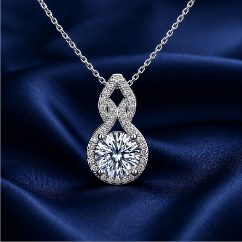 Dây chuyền bạc 925 đính kim cương Moissanite 1 Carat