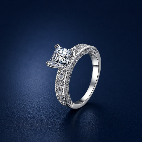 Nhẫn nữ bạc 925 đính kim cương Moissanite 1,2 Carat