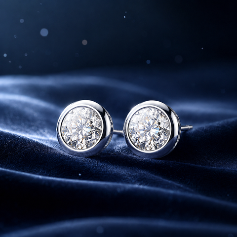 Bông tai nữ bạc 925 đính moissanite – dáng nụ tròn tối giản, nhẹ tai và tinh tế