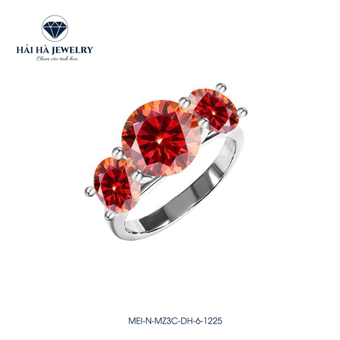 Nhẫn nữ bạc 925 đính kim cương Moissanite Đỏ hồng 3 Carat