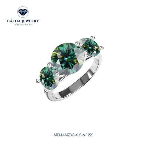 Nhẫn nữ bạc 925 đính kim cương Moissanite Xanh lục bảo 3 Carat