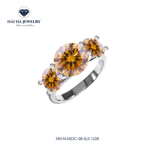 Nhẫn nữ bạc 925 đính kim cương Moissanite Sâm banh 3 Carat