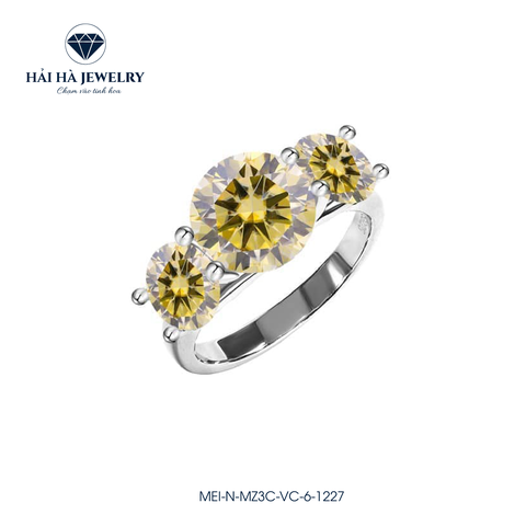 Nhẫn nữ bạc 925 đính kim cương Moissanite Vàng chanh 3 Carat