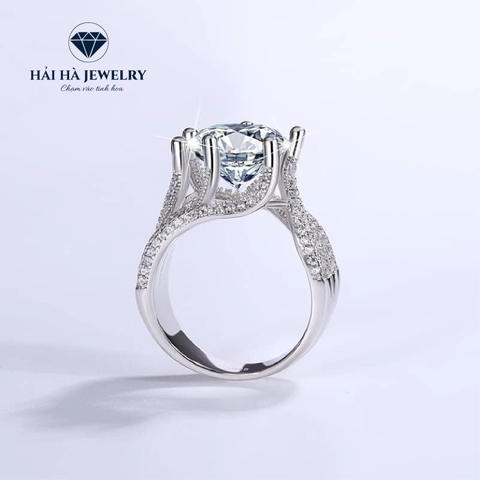 Nhẫn nữ bạc 925 đính kim cương Moissanite 3 Carat