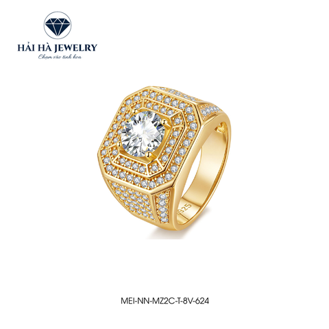 Nhẫn nam bạc 925 mạ vàng đính kim cương 2 Carat