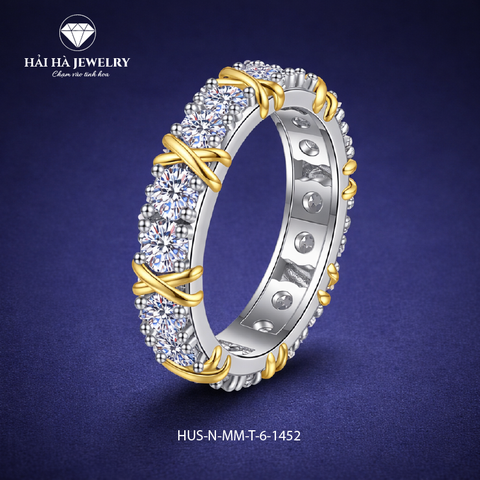 Nhẫn moissanite viền đan hai sắc – Hòa quyện để bền lâu | Hải Hà Jewelry