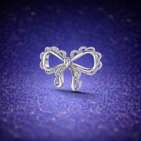 Charm bạc 925 CZ Nơ