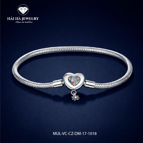 Vòng tay bạc 925 charm trái tim đa sắc – Dấu ấn cảm xúc mang tính cá nhân