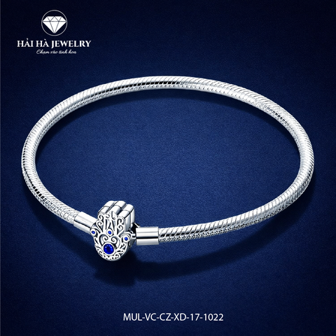 Vòng tay bạc 925 charm Hamsa đá xanh – Biểu tượng của sự bảo vệ tĩnh