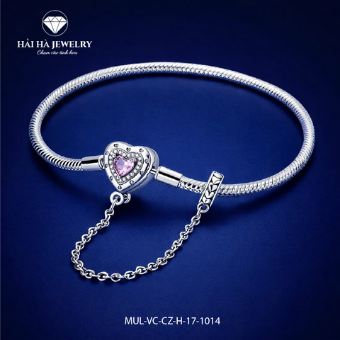 Vòng tay bạc 925 charm trái tim đá hồng – Một cảm xúc được giữ lại