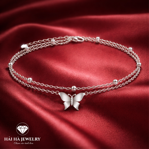 Lắc chân bướm bạc dáng đôi – Chuyển động rất khẽ của những điều dịu dàng | Hải Hà Jewelry