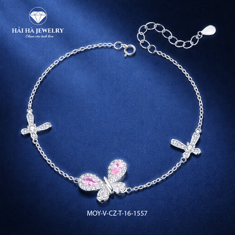 Vòng bạc bướm hồng điểm xuyết – Dịu dàng giữ lấy những rung động đầu tiên | Hải Hà Jewelry