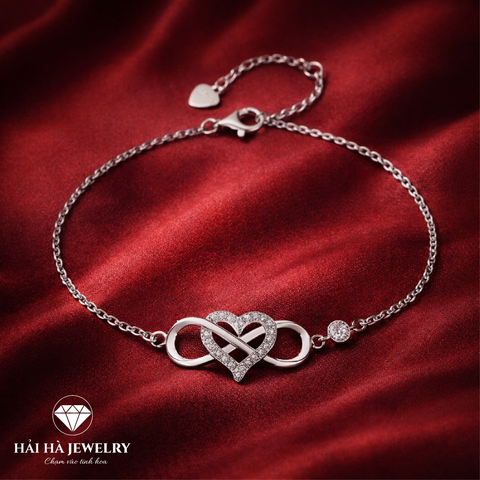 Vòng tay vô cực trái tim đính đá – Gắn kết dịu dàng, bền lâu | Hải Hà Jewelry