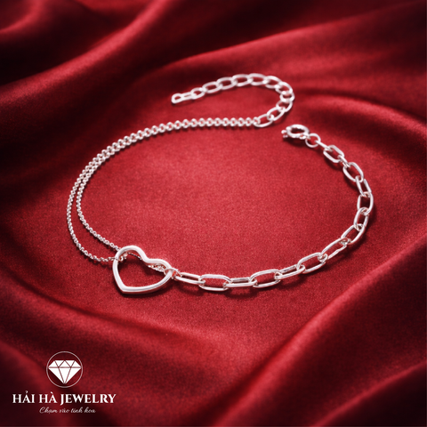 Vòng tay trái tim phối dây – Gắn kết từ những điều khác biệt | Hải Hà Jewelry