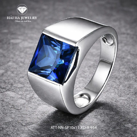Nhẫn bạc nam đá blue sapphire – chiều sâu của sự điềm tĩnh | Hải Hà Jewelry
