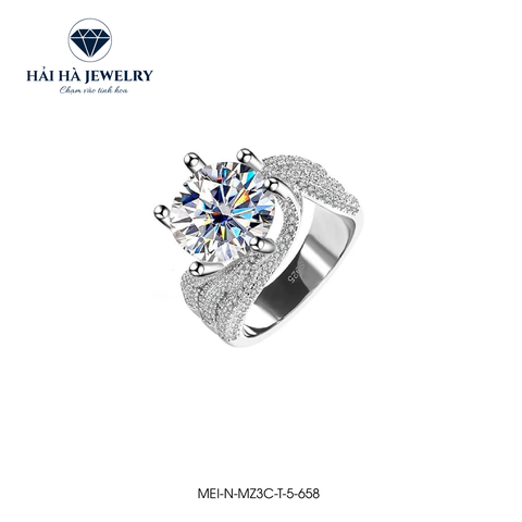 Nhẫn nữ bạc 925 đính kim cương Moissanite 3 Carat