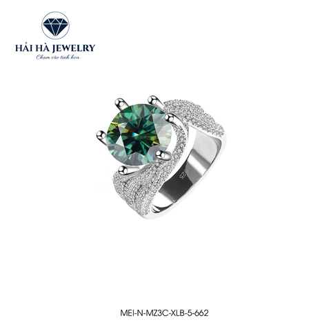 Nhẫn nữ bạc 925 đính kim cương Moissanite Xanh lục bảo 3 Carat