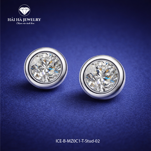 Bông tai nữ bạc 925 đính moissanite – dáng nụ tròn tối giản, nhẹ tai và tinh tế