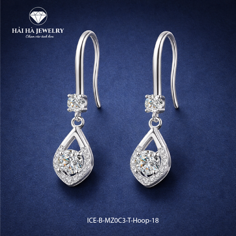 Bông tai bạc 925 đính moissanite 0,3 carat – dáng giọt nước treo thanh thoát