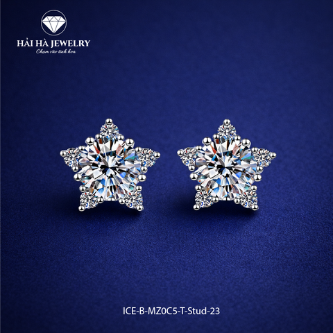 Bông tai bạc 925 đính moissanite 0,5 carat – dáng sao tỏa sáng