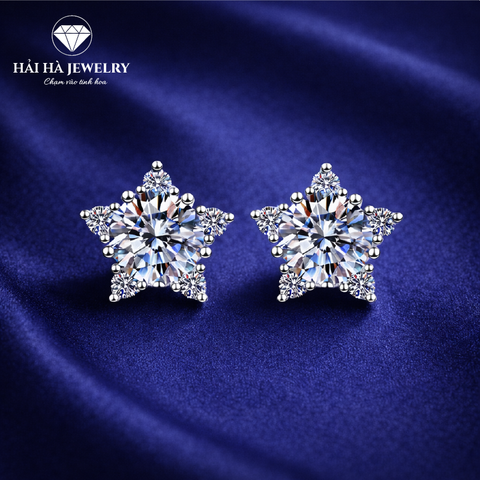 Bông tai bạc 925 đính moissanite 0,5 carat – dáng sao tỏa sáng