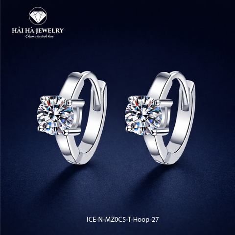 Bông tai nữ bạc đính đá tròn – giữ lại một điểm sáng rất vừa