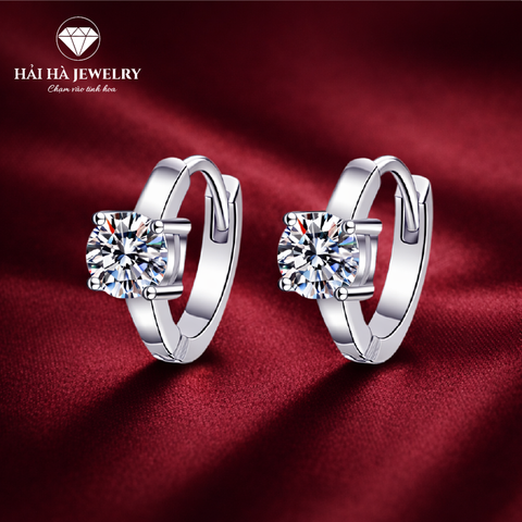 Bông tai nữ bạc đính đá tròn – giữ lại một điểm sáng rất vừa