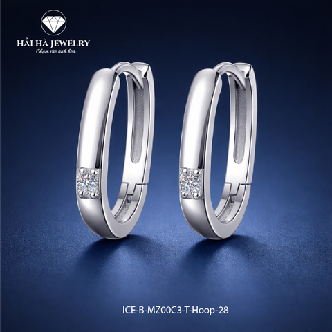 Bông tai nữ bạc trơn đính điểm đá – giữ lại sự tinh giản ở mức đủ sâu