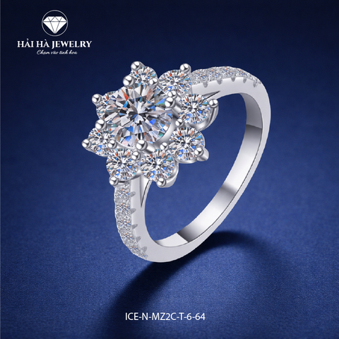 Nhẫn nữ bạc 925 đính kim cương Moissanite 1 Carat