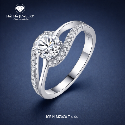 Nhẫn nữ bạc 925 đính kim cương Moissanite 0,6 Carat