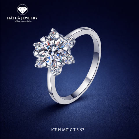 Nhẫn nữ bạc 925 đính kim cương Moissanite 1 Carat