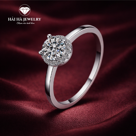 Nhẫn nữ bạc 925 đính kim cương Moissanite 0,5 Carat