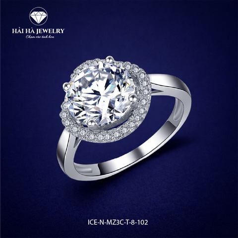 Nhẫn nữ bạc 925 đính moissanite halo – ánh sáng tròn đầy, đeo nhẹ tay