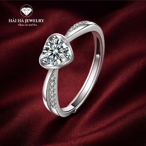 Nhẫn nữ bạc 925 moissanite dáng trái tim – chạm vào tinh hoa cảm xúc