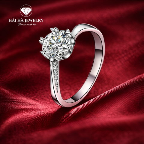 Nhẫn nữ bạc 925 moissanite dáng solitaire – điểm sáng ở lại thật lâu